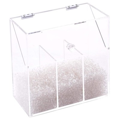 Clear Acrylic Makeup Organizer with 3 Brush Holder Compartment Cosmetic Brush Storage Box