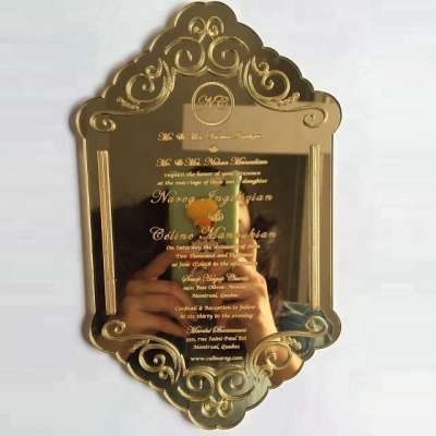 Gold Acrylic Mirror Wedding Invitation