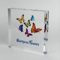 Custom Square Acrylic Logo Block Display